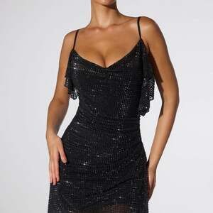 Oh Polly Perla embellished Mini Black Dress Sleeveless size 4 New